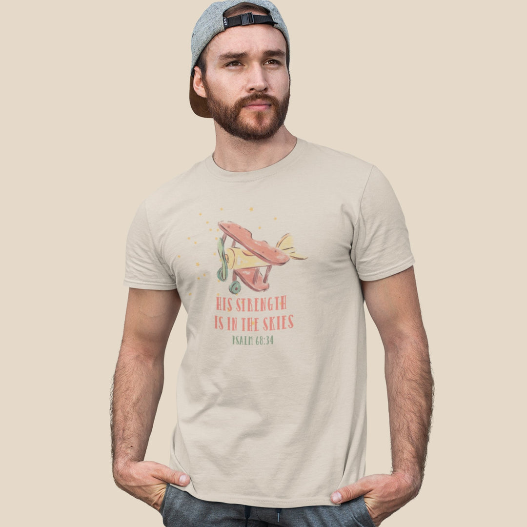 His strength is in the skies tee - Emerald Promise