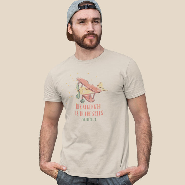 His strength is in the skies tee - Emerald Promise